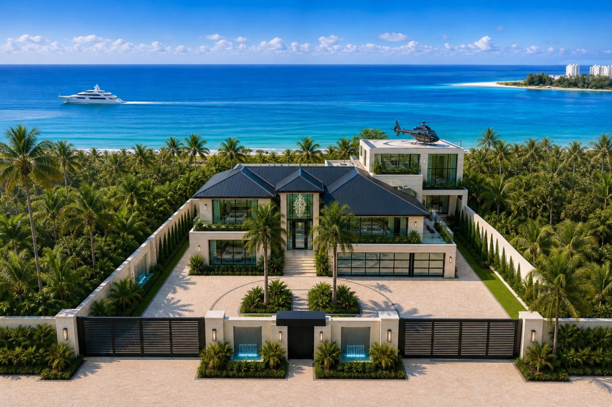 4110 Higel Avenue front elevation — gated motor court and vehicle gallery